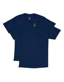 Hanes Mens Short Sleeve Pocket Tee Value 2-Pack -Outfit Fashion Shop HBI O55902 Navy
