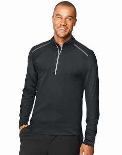 Hanes Mens Sport X-Temp Performance Quarter-Zip Sweatshirt -Outfit Fashion Shop HBI O5A09 Stealth