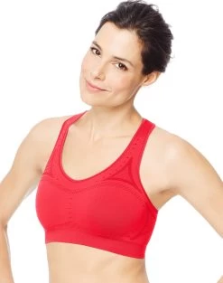 Hanes Womens Sport Seamless Racerback Sports Bra -Outfit Fashion Shop HBI O9003 RazzlePink