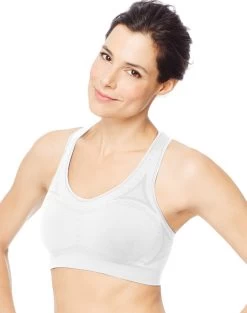 Hanes Womens Sport Seamless Racerback Sports Bra -Outfit Fashion Shop HBI O9003 White