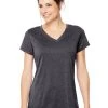 Hanes Womens Sport Heathered Performance V-Neck Tee -Outfit Fashion Shop HBI O9032 EbonyHeather