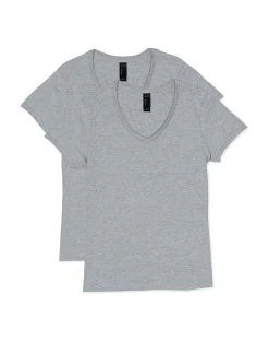 Hanes Womens Lightweight Nano-T Short Sleeve V-neck Tee 2-Pack -Outfit Fashion Shop HBI OS04V2 LightSteel