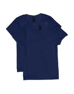 Hanes Womens Lightweight Nano-T Short Sleeve V-neck Tee 2-Pack -Outfit Fashion Shop HBI OS04V2 Navy