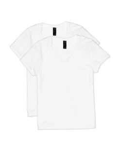 Hanes Womens Lightweight Nano-T Short Sleeve V-neck Tee 2-Pack -Outfit Fashion Shop HBI OS04V2 White