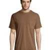 Hanes Mens X-Temp FreshIQ Workwear Pocket Tee Value 2-Pack -Outfit Fashion Shop HBI OW1102 ArmyBrown