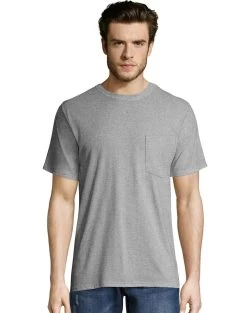 Hanes Mens X-Temp FreshIQ Workwear Pocket Tee Value 2-Pack -Outfit Fashion Shop HBI OW1102 LightSteel