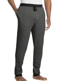 Hanes Mens Thermal Waffle Knit Jogger Pants -Outfit Fashion Shop HBI PC1027 CharcoalHeather