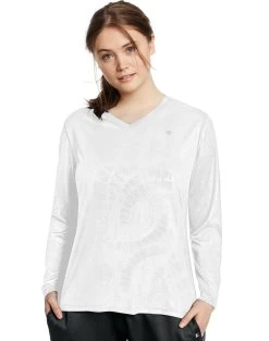Champion Women`s Vapor Plus Long-Sleeve Tee 17 Champion Women`s Vapor Plus Long-Sleeve Tee -Outfit Fashion Shop HBI QW1036 WhiteSpiralEmboss