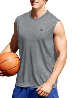 Champion Mens Vapor Heather Mesh Texture Muscle Tee