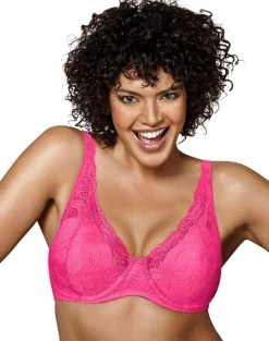 Playtex Womens Love My Curves Beautiful Lift Lightly Lined Underwire Bra -Outfit Fashion Shop HBI US4514 AmaranthPink