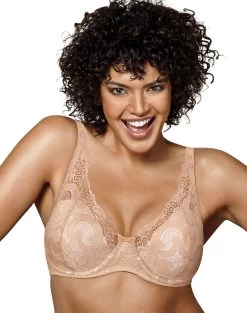 Playtex Womens Love My Curves Beautiful Lift Lightly Lined Underwire Bra -Outfit Fashion Shop HBI US4514 CafeIvory