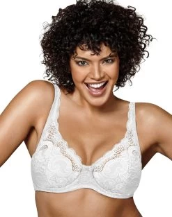 Playtex Womens Love My Curves Beautiful Lift Lightly Lined Underwire Bra -Outfit Fashion Shop HBI US4514 White