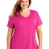 Just My Size Womens Cool DRI Short-Sleeve V-Neck Tee -Outfit Fashion Shop HBI WOJ253 Amaranth