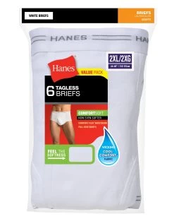 Hanes Men's Tagless® Briefs 6-Pack -Outfit Fashion Shop HNS 2252P6 Assorted Detail01 637813826550131132