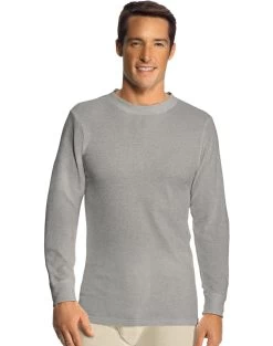 Hanes Men's Thermal Crew Neck -Outfit Fashion Shop HNS 22803 GreyHeather