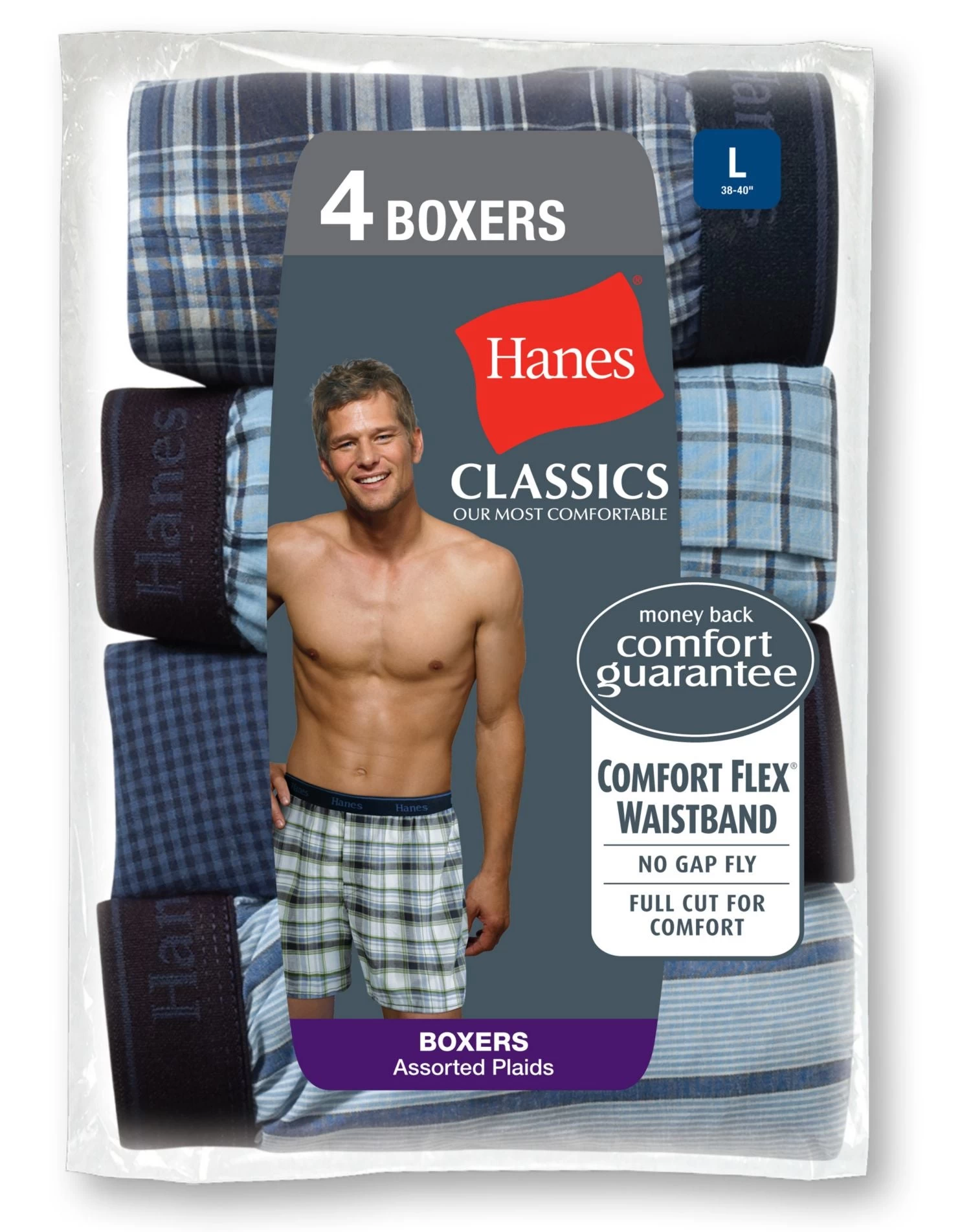 Hanes Classics Woven Boxers Black/Grey Assortment 4 Pack 4 Hanes Classics Woven Boxers Black/Grey Assortment 4 Pack - Image 2