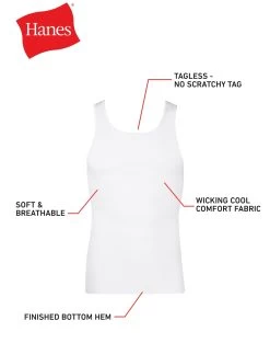 Hanes ComfortSoft® Tank Undershirt 10-Pack 9 Hanes ComfortSoft® Tank Undershirt 10-Pack -Outfit Fashion Shop HNS 372Z10 White Detail02 637819002012518851
