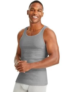 Hanes Men's FreshIQ® Soft And Breathable Tank Assorted 6-Pack -Outfit Fashion Shop HNS 392BG6 Assorted Detail01