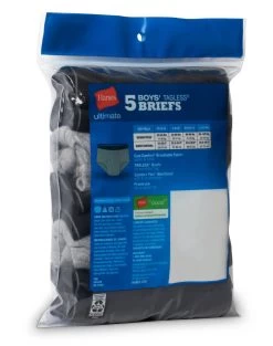Hanes Ultimate® Boys' Dyed Briefs With ComfortSoft® Waistband 5-Pack 9 Hanes Ultimate® Boys' Dyed Briefs With ComfortSoft® Waistband 5-Pack -Outfit Fashion Shop HNS BU39B5 Assorted Detail01 637812202905362440