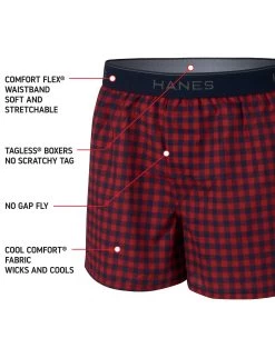 Hanes Ultimate® Boys' Woven Boxer Brief With ComfortSoft® Waistband 4-Pack -Outfit Fashion Shop HNS BU835P PrintsPlaids Detail03 637812213868005335