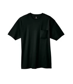 Hanes Beefy-T Adult Pocket T-Shirt -Outfit Fashion Shop HNS H5190 Black