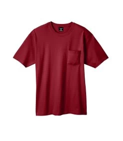 Hanes Beefy-T Adult Pocket T-Shirt -Outfit Fashion Shop HNS H5190 Cardinal
