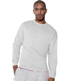 Hanes TAGLESS 6.1 Oz. Comfortsoft Long Sleeve T-Shirt -Outfit Fashion Shop HNS H5586 Ash