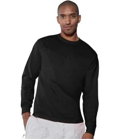 Hanes TAGLESS 6.1 Oz. Comfortsoft Long Sleeve T-Shirt -Outfit Fashion Shop HNS H5586 Black