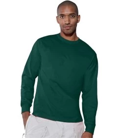 Hanes TAGLESS 6.1 Oz. Comfortsoft Long Sleeve T-Shirt -Outfit Fashion Shop HNS H5586 DeepForest
