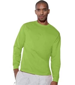 Hanes TAGLESS 6.1 Oz. Comfortsoft Long Sleeve T-Shirt -Outfit Fashion Shop HNS H5586 Lime