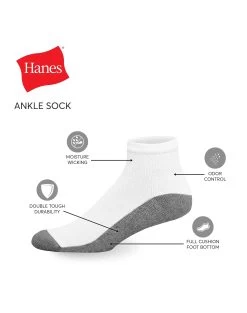 Hanes Mens FreshIQ Max Cushion Ankle 6-Pack -Outfit Fashion Shop HNS MC116 alt01 637835511071283907