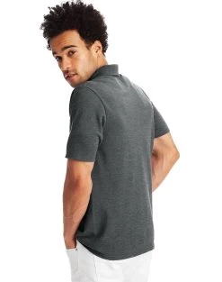 Hanes Mens FreshIQ™ X-Temp® Pique Polo -Outfit Fashion Shop HNS O055P CharcoalHeather Back 637834678801266941