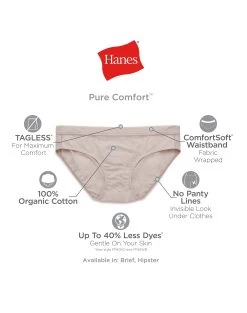 Hanes Womens Pure Comfort Brief 6-Pack 10 Hanes Womens Pure Comfort Brief 6-Pack -Outfit Fashion Shop HNS PC40AS Assorted Detail03 637830289635818708