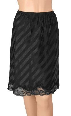 Gemsli Shadow, Tone On Tone Striped Half Slip With Novelty Lace, Cling Free -Outfit Fashion Shop HS305 BLK dd9e32fb 2a9a 4c22 8687 254e5817bc19