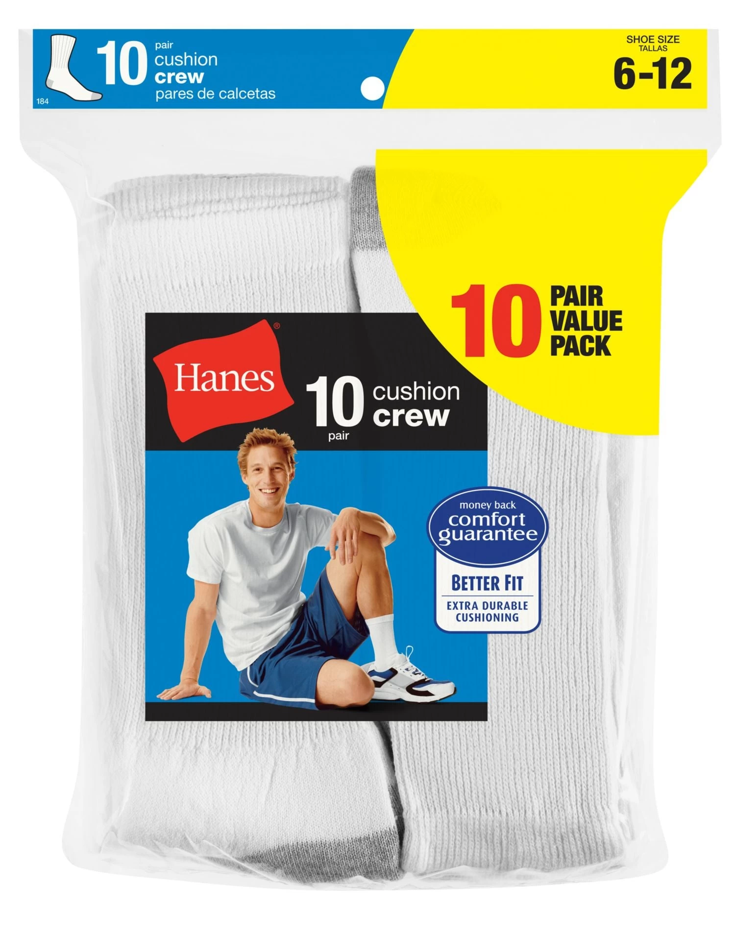 Hanes Men`s Cushion Crew Socks 12 Pack 5 Hanes Men`s Cushion Crew Socks 12 Pack - Image 3