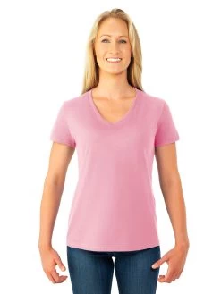 Fruit Of The Loom Womens HD Cotton Short Sleeve V-Neck T-Shirt 26 Fruit Of The Loom Womens HD Cotton Short Sleeve V-Neck T-Shirt -Outfit Fashion Shop L39VR classic pink front.cf422e560638fd8c