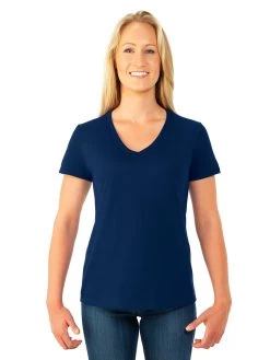 Fruit Of The Loom Womens HD Cotton Short Sleeve V-Neck T-Shirt 29 Fruit Of The Loom Womens HD Cotton Short Sleeve V-Neck T-Shirt -Outfit Fashion Shop L39VR jnavy front.c802d2a60224227a