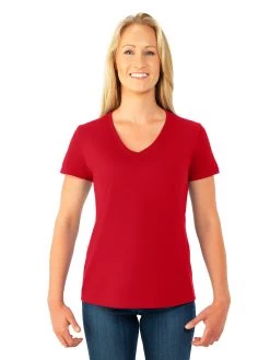 Fruit Of The Loom Womens HD Cotton Short Sleeve V-Neck T-Shirt 34 Fruit Of The Loom Womens HD Cotton Short Sleeve V-Neck T-Shirt -Outfit Fashion Shop L39VR true red front.5dac108c5679e4f7