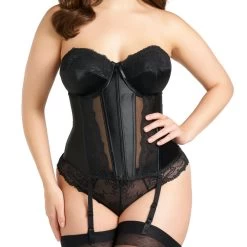 Elomi Womens Maria Underwired Basque -Outfit Fashion Shop MARIA BLACK UNDERWIRED BASQUE 8502 THONG 8507 946a2282 e721 4595 8efc 2f3a7e1808c6