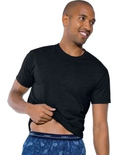 Hanes Men's ComfortSoft Dyed TAGLESS Crewneck Undershirt 4-Pack -Outfit Fashion Shop OHP 21210 Black