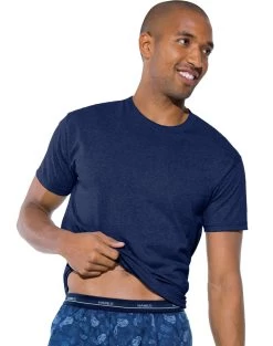 Hanes Men's ComfortSoft Dyed TAGLESS Crewneck Undershirt 4-Pack -Outfit Fashion Shop OHP 21210 FederalBlueAssorted