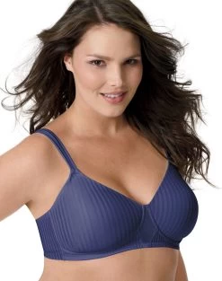 Playtex Secrets Perfectly Smooth Wirefree Bra -Outfit Fashion Shop OHP 23482 BlueVelvetStripe