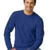Hanes TAGLESS Nano-T Men's Long-Sleeve Tee -Outfit Fashion Shop OHP 24271 DeepRoyal