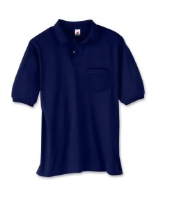 Hanes Cotton-Blend Jersey Men's Polo With Pocket -Outfit Fashion Shop OHP H0504 DeepNavy