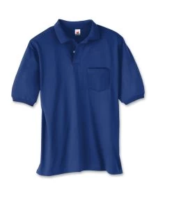 Hanes Cotton-Blend Jersey Men's Polo With Pocket -Outfit Fashion Shop OHP H0504 DeepRoyal