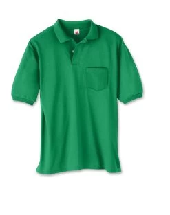 Hanes Cotton-Blend Jersey Men's Polo With Pocket -Outfit Fashion Shop OHP H0504 KellyGreen