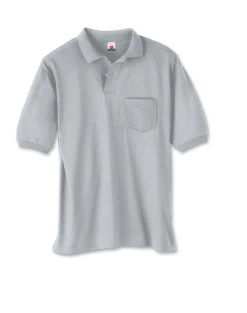 Hanes Cotton-Blend Jersey Men's Polo With Pocket -Outfit Fashion Shop OHP H0504 LightSteel