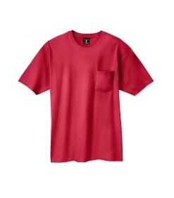 Hanes Beefy-T Adult Pocket T-Shirt -Outfit Fashion Shop OHP H5190 DeepRed