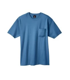 Hanes Beefy-T Adult Pocket T-Shirt -Outfit Fashion Shop OHP H5190 DenimBlue
