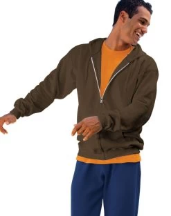 Hanes Ultimate Cotton Full-Zip Fleece Hood 10 Oz 27 Hanes Ultimate Cotton Full-Zip Fleece Hood 10 Oz -Outfit Fashion Shop OHP HF280 DarkChocolate